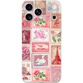 Techtree iPhone 17 PRO Uyumlu Pembe Posta Pulları Baskılı Silikon Kılıf