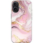 Techtree iPhone 17 Uyumlu Pembe Mermer Baskılı Silikon Kılıf
