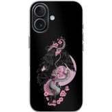 Techtree iPhone 17 Uyumlu Pembe Siyah Yılan Baskılı Silikon Kılıf