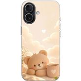 Techtree iPhone 17 Uyumlu Sevimli Tatlı Ayı Baskılı Silikon Kılıf