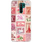 Techtree Redmi 9 Uyumlu Pembe Posta Pulları Baskılı Silikon Kılıf