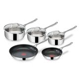 Tefal Jamie Oliver Cook's Direct On 8 Parçalı Paslanmaz Çelik Tava Seti: Tavalar 20/28 Cm, Tencereler 16/18/20 Cm + Kapak, Yapışmaz Kaplama, Termal Sinyal, Perçinli Sap, İndüksiyon, E304s544