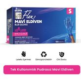 Tek Kullanımlık Pudrasız Mavi S Beden Eldiven 100’LÜ