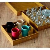 Tekir Store Ahşap Tepsi 3 Lü Rustik Bambu Eskitme Kare Mdf Tepsi Seti