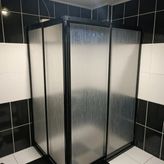 Teknesiz Duşakabin Siyah Profil Plastik Camlı ND427 - 140X80