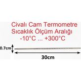 Tekno İstanbul Civalı Termometre - Kimya Termometresi - Cam Baget Termometre -10..300°C - Şeffaf