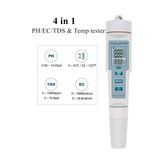 Tekno İstanbul Yeni 4 In 1 Ph/ec/tds Sıcaklık Ölçer Su Geçirmez Ph Ölçer LED Su Kalitesi Monitör Test Cihazı