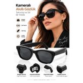 Teknodayım Kameralı Akıllı Gözlük Glasses Güneş Gözlüğü Siyah