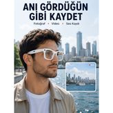 TeknoKapsül 3 Lensli Kameralı Akıllı Gözlük AI Sesli Asistan Çeviri Bluetooth Görüşme Müzik Fotoğraf Video Kayıt Özellikli Giyilebilir Teknoloji AB3-AKYI-347795