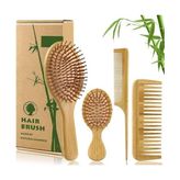 TeknoKapsül 4 Adet Doğal Bambu Fırça Tarak SETI%100 Bambu Set