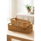 TeknoKapsül Digithome 2'li Dikdörtgen Hasır Rattan Organizer Sepet - BB6073