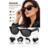 TeknoKapsül Kameralı Akıllı Gözlük Smart Glasses Güneş Gözlüğü Modern Siyah AB1-AKYI-373665