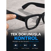 TeknoKapsül Siyah AI Destekli Akıllı Gözlük Dahili Kameralı Çoklu Dil Çeviri Bluetooth Müzik ve Arama Özellikli Giyilebilir Teknoloji AB2-AKYI-347791