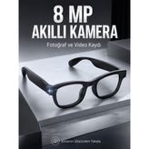 TeknoKapsül Siyah Bluetooth Akıllı Kamera Gözlüğü 8 MP Kameralı AI Çeviri Wi-Fi Fotoğraf Video Müzik Arama ve Dokunmatik Kontrollü AB2-AKYI-347783