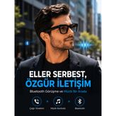 TeknoKapsül Siyah Kameralı Akıllı Gözlük Bluetooth Telefon Görüşmeli Video Fotoğraf ve Ses Kayıtlı Dokunmatik Kontrollü Giyilebilir Teknoloji AB2-AKYI-347792