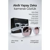 Teknoparkx Beyaz Aı Akıllı Gözlük No 24 Kameralı Bluetooth Fotoğraf Video Ses Kaydı ve Kablosuz Bağlan - Renkli