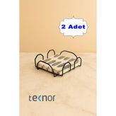 Teknor 2'li Özel Tasarım Kare Peçetelik - Siyah