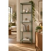 Teknor Yeşil Çerçeveli Şeffaf Cam Modern Salon Kitaplığı 40 cm