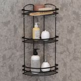 TEKNOTEL ÜÇ KATLI BANYO DUŞ KÖŞE RAFI MAT SİYAH LM009