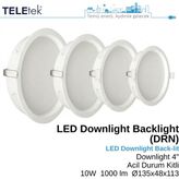 Teletek 10W Plastik Derin Kasa LED Downlight 4 Acil Durum Kitli Sensörlü Backlight Slim Yuvarlak Beyaz Işık Spot Sıva Altı Panel Armatür , IP44 Ince Kasa Spot Aydınlatma - 4000K - Gün Işığı