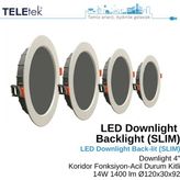 Teletek 14W LED Downlight 4 Koridor Fonksiyon+ Acil Durum Kitli Backlight Slim Yuvarlak Beyaz Işık Spot Sıva Altı Panel Armatür , IP44 Ince Kasa Spot Aydınlatma - 4000K - Gün Işığı