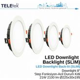 Teletek 21W LED Downlight 8 inç 3-Step Fonksiyon + Acil Durum Kitli Backlight Slim Yuvarlak Beyaz Işık Spot Sıva Altı Panel Armatür , IP44 Ince Kasa Spot Aydınlatma - 3000K Sarı
