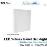 Teletek 60X60 80W Backlight LED Yüksek Beyaz Kasa Ince Panel Sıva Üstü, IP20 Ofis Mağaza Endüstriyel Aydınlatma - 3000K Sarı