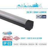 Teletek LED Etanj 36W Acil Durum Kitli Aydınlatma - Otopark, Depo ve Garaj Tipi - Su Geçirmez Tavan Lambası - SİYAH GÖVDE - 3000K - Gün Işığı