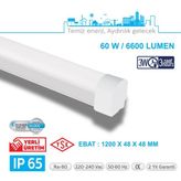 Teletek LED Etanj 60W Acil Durum Kitli Aydınlatma - Otopark, Depo ve Garaj Tipi - Su Geçirmez Tavan Lambası - BEYAZ GÖVDE - 4000K - Ilık Beyaz