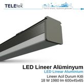 Teletek Siyah Kasa Acil Durum Hareket Sensörlü Lineer 18W LED Armatür, Modern LED Sarkıt Aydınlatma - Beyaz-6500K