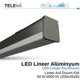 Teletek Siyah Kasa Acil Durum Hareket Sensörlü Lineer 60W LED Armatür, Modern LED Sarkıt Aydınlatma - 4000K - Gün Işığı