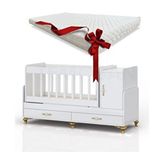 Temosan Kapaklı ve Çekmeceli Altın Ayak Detaylı Sallanır Karyola Olabilen Bebek Beşiği 60 x 120 Konforlu Tasarım