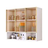 Temperli cam kapılı duvara monte vitrin dolabı, banyo, oturma odası, mutfak ve restoran için şık dolap - ev dekorasyonu için mükemmel, kahverengi - 105 x 30 x 80 cm, kahverengi