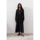 TENCEL DÖKÜMLÜ ELBİSE SİYAH