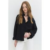 Tencel Regular Fit Siyah Kadın Gömlek - XL