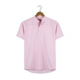 Terapi Men Erkek Pembe Hakim Yaka Yarım Patlı Dik Çizgili Kısa Kollu Slim Fit Gömlek