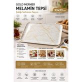 Tercih Home Altın Mermer Desenli Lüx Tepsi Çay Servis Tepsisi Sunum Tepsisi