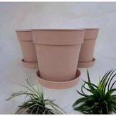 Terrakota 3lü Saksı Modern Krem