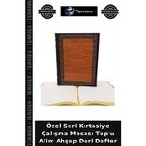 Terrien Özel Seri Kırtasiye Çalışma Masası Toplu Alim Ahşap Deri Defter - Çok Renkli - Tek Ebat