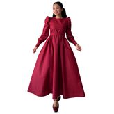 Tesettür Kloş Poplin Elbise (Bordo, S-M)