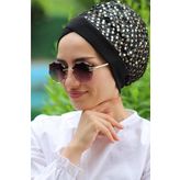 tessetür Bone diyarı Pullu Çapraz Bone Siyaha Gold