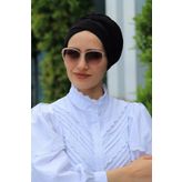 tessetür Bone diyarı Siyah Çapraz Deniz - Havuz Bonesi
