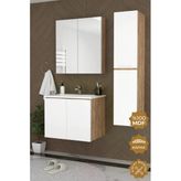 Teta Home Astana 65 Cm Mdf Gövde Membran Kapak Banyo Dolabı Seti + Boy Dolabı Atlantik Çam-Beyaz