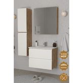 Teta Home Granada 80 Cm Mdf Gövde Membran Kapak Banyo Dolabı Seti + Boy Dolabı Atlantik Çam- Beyaz