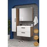 Teta Home Havana 65 Cm Mdf Gövde Membran Kapak Banyo Dolabı Seti + Boy Dolabı Meşe
