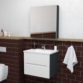Teta Home Kopenhag 65 Cm Mdf Gövde Membran Kapak Banyo Dolabı Seti Antrasit-Beyaz