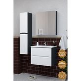 Teta Home Kopenhag 65 cm Mdf Gövde Membran Kapak Banyo Dolabı Seti + Boy Dolabı - Antrasit - Beyaz