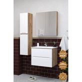Teta Home Kopenhag 80 cm Mdf Gövde Membran Kapak Banyo Dolabı Seti + Boy Dolabı - Atlantik Çam - Beyaz
