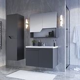 Teta Home Napoli 80 cm MDF Antrasit Banyo Dolabı Seti + Boy Dolabı