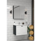 Teta Home Pekin 65 Cm Mdf Gövde Membran Kapak Banyo Dolabı Seti Antrasit-Beyaz